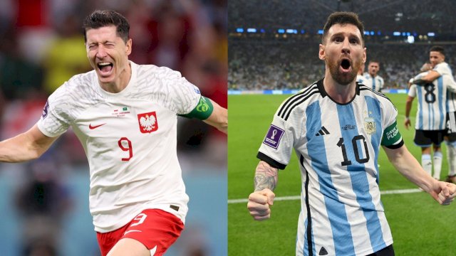 Robert Lewandowski dan Lionel Messi (kolase foto) 