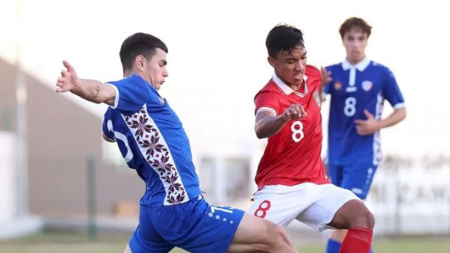 Skuad Timnas Indonesia U-20 saat melawan Timnas Moldova U-20 di Turki. (foto: PSSI)