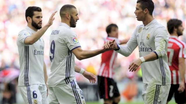 Karim Benzema dan Cristiano Ronaldo saat masih bersama di Real Madrid. 