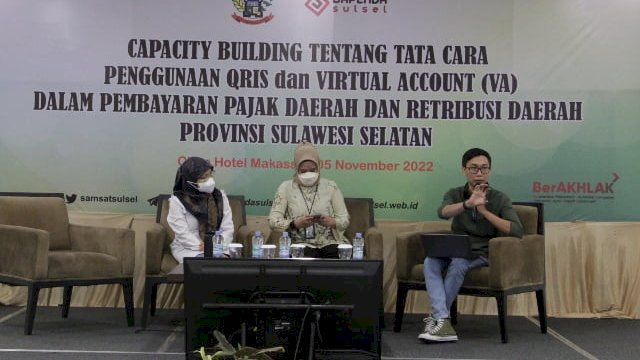 Bidang Pendapatan Asli Daerah (PAD) Badan Pendapatan Daerah (Bapenda) Provinsi Sulawesi Selatan (Sulsel) menggelar capacity building penggunaan Qris dan virtual account (VA), pada Sabtu (5/11/2022), di Makassar.