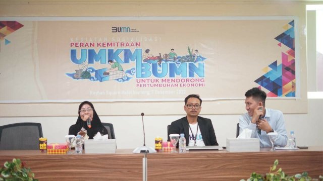 Sosialisasi peran kemitraan UMKM-BUMN untuk mendorong pertumbuhan Ekonomi, yang digelar di Ball Room Hotel Rayhan Square, Benteng Kepulauan Selayar Sulsel, Kamis (8/12/2022).