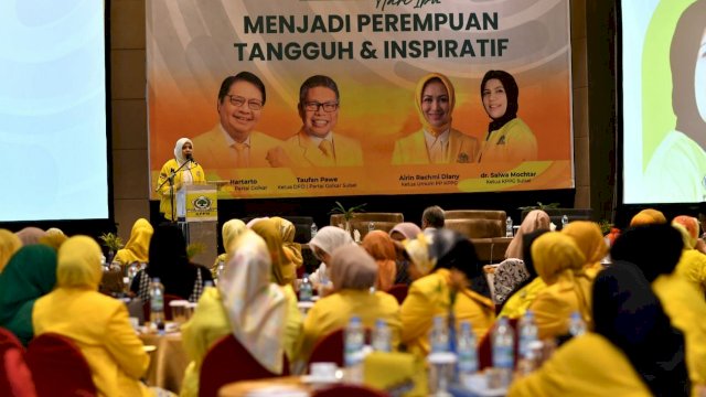 Kesatuan Perempuan Partai Golkar (KPPG) Sulsel sangat konsen dalam peringatan Hari Ibu tahun ini. Setelah menggelar serangkaian kegiatan sosial, KPPG Sulsel kini menggelar talk show bertajuk menjadi perempuan tangguh dan inspiratif di Hotel Novotel, Senin (26/12/2022).