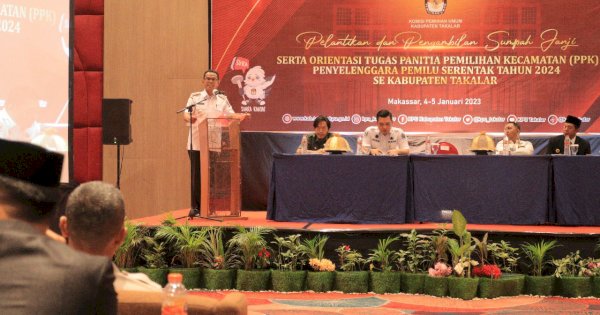 Di Pelantikan PPK KPU Takalar, Pj Bupati: ASN Tidak Boleh Terkontaminasi Politik