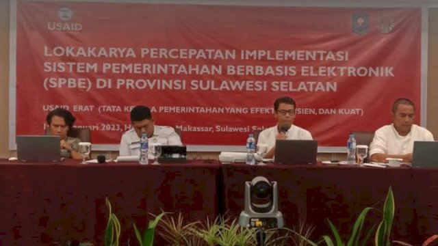 Dokumentasi pelaksanaan Lokakarya Percepatan Implementasi SPBE hari kedua, Rabu (11/1/2023), di Hotel Aston, Makassar