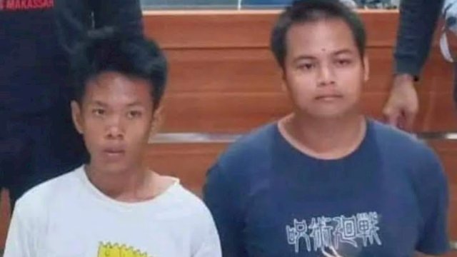 Pelaku pembunuhan bocah SD di Makassar, MF (kiri) yang ternyata telah berusia 18 tahun. 