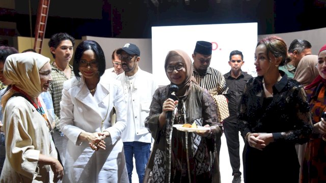 Ketua APPMI Popi Darsono saat memberi sambutan pada doa kelancaran dan kesuksesan acara sehari jelang pembukaan IFW 2023 di JCC, Selasa (21/2/2023). 