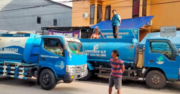 Penuhi Kebutuhan Air Bersih Posko Bencana, PDAM Makassar Support Pakai Mobil Tangki