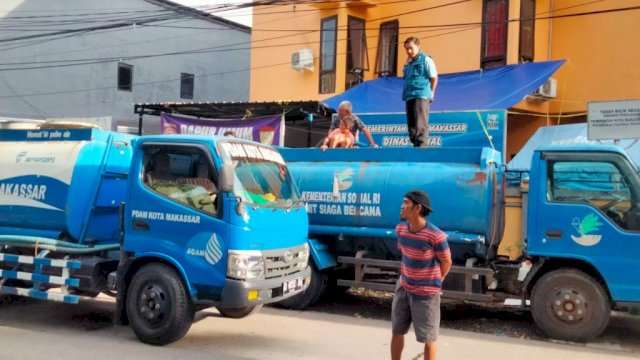 Penuhi Kebutuhan Air Bersih Posko Bencana, PDAM Makassar Support Pakai Mobil Tangki