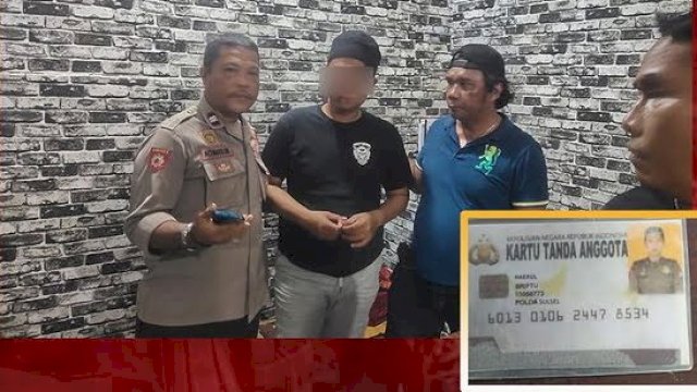 Haerul (30) saat diamankan jajaran Brimob Polda Sulsel usai penyamarannya sebagai anggota Brimob terbongkar. (foto: Brimob Polda Sulsel)