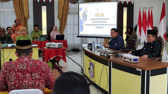 Dokumentasi Pemprov Gorontalo menerima kunjungan Tim Pengendalian Inflasi Daerah (TPID) dan Satgas Pangan Pemerintah Provinsi Jambi di Aula Rumah Jabatan Gubernur, Kamis (16/03/2023). 