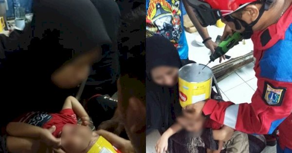 Viral Kepala Balita Tersangkut di Kaleng Biskuit, Netizen: Ada-ada Aja Bocil