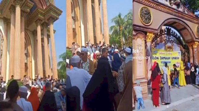 Suasana pemberangkatan umrah di rumah Sultan Bojong Koneng, Bekasi (TikTok @ramadanisaputra24)