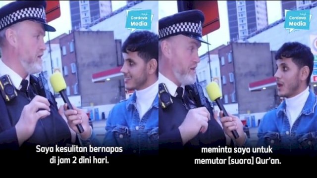 Pemuda muslim mewawancarai Paul, seorang polisi Inggris mualaf (TikTok @ujarwaras)