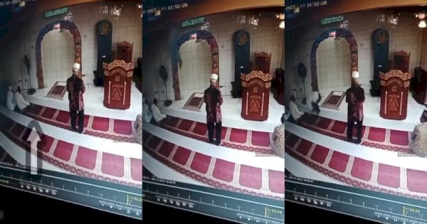 Viral Seorang Pria Jatuh dari Langit Masjid, Bikin Jemaah yang Shalat Kaget