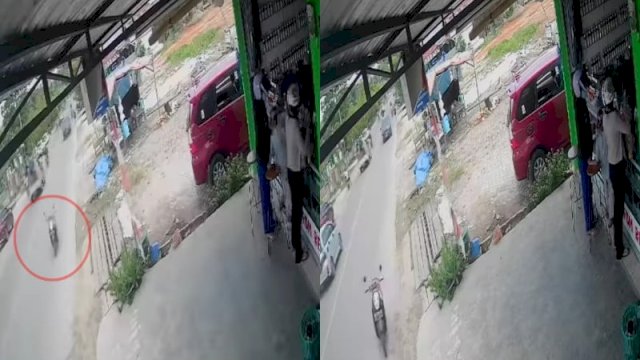 Motor tanpa pengemudi ini hilang kendali hingga menabrak toko parfum (Tangkapan Layar Instagram @terang_media)