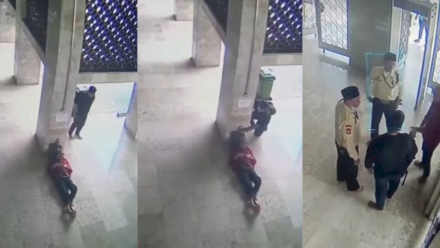 Tangkapan Layar Seorang Pria Curi HP Jamaah yang Tertidur di Masjid Istiqlal (Instagram @fakta.jakarta)