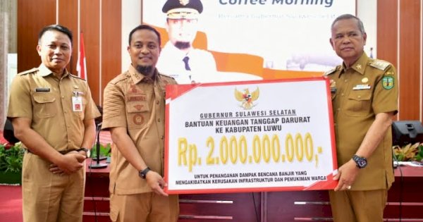 Pemprov Sulsel Beri Bantuan Rp 2 M untuk Penanganan Banjir di Kabupaten Luwu