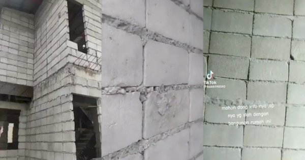 Viral Bangunan Rumah dengan Susunan Batu Batako Sejajar