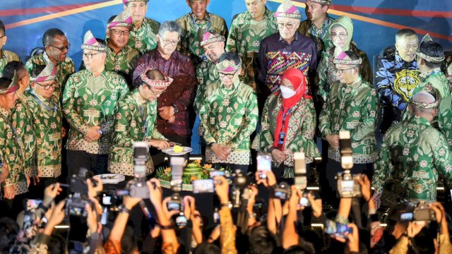 Wali Kota Makassar Moh Ramdhan Pomanto hadir dan mengikuti seluruh rangkaian acara Syukuran HUT ke 23 APEKSI yang digelar di Gedung PSGC Palembang, Rabu Malam (7/06/2023).