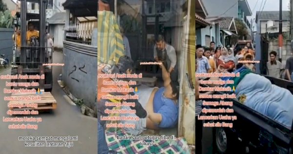 Viral Proses Evakuasi Pria Obesitas 300 Kg, Bongkar Pintu Rumah hingga Pakai Forklift 