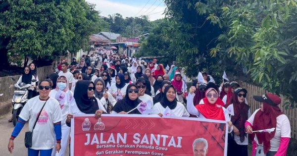 Bareng Warga di Gowa, Pemuda dan Perempuan Ganjar Gelar Jalan Santai 