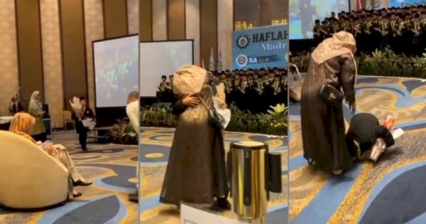 Viral Seorang Anak Sujud dan Cium Kaki Ibunya Saat Wisuda, Netizen Terharu