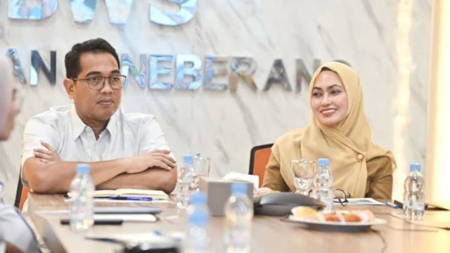 Bupati Luwu Utara, Indah Putri Indriani saat menemui Kepala Balai Besar Wilayah Sungai Pompengan Jeneberang (BBWSPJ), Djaya Soekarno, beberapa waktu lalu.