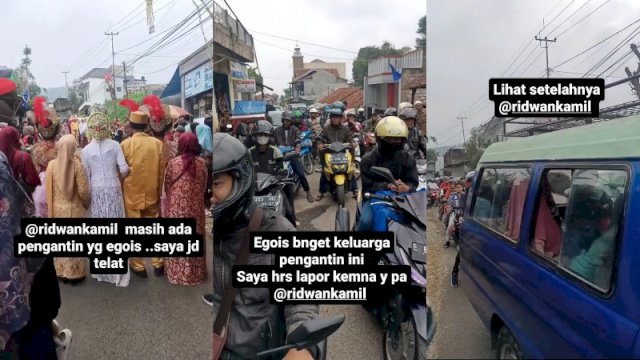 Acara pernikahan pakai jalan umun hingga menyebabkan kemacetan (Tangkapan layar TikTok @mawaddahrezekiah)