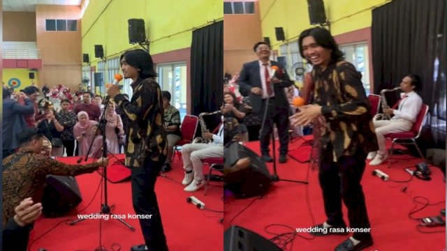 Sheila On 7 manggung di pesta pernikahan dengan panggung sederhana (Tangkapan layar TikTok @iqbalrzzq)