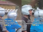 Viral Bapak-bapak Pakai Helm Bentuk Teko Saat Naik Motor, Jadi Pusat Perhatian