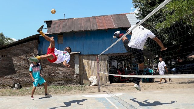 Gerakan Panrannuangku Takalar Dukung Ganjar mengadakan lomba takraw di Kelurahan Salaka, Kecamatan Pattallassang, Kabupaten Takalar, Sulawesi Selatan (Sulsel) pada Rabu (16/8/2023). 