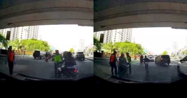 Kena Tilang Polisi, Pemotor Ini Tega Tinggalkan Pacarnya di Jalan