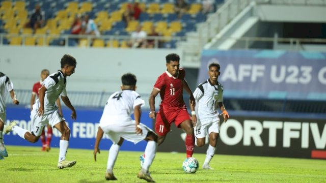 Dokumentasi Timnas Indonesia U-23 melawan Timnas Timor Leste U-23 di laga kedua Grup B, Piala AFF Cup U-23 di Thailand, Minggu (20/8/2023). (foto: PSSI)