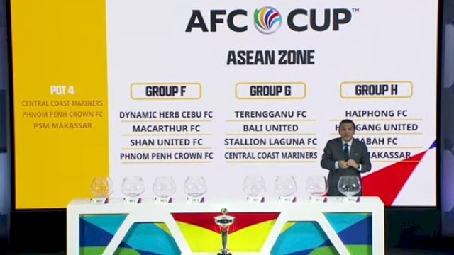 Federasi sepak bola Asia atau AFC saat menggelar drawing Piala AFC Cup 2023-2034 zona Asean. 