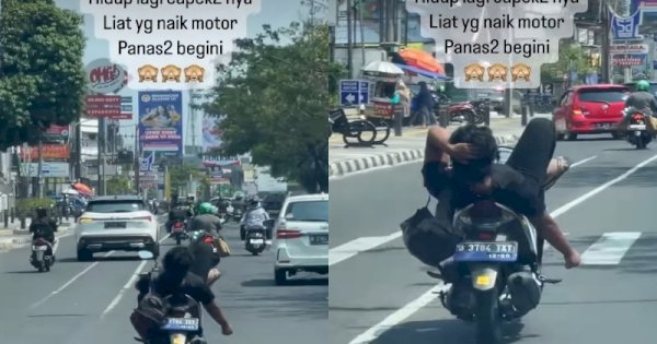 Viral Pria Bawa Motor Sambil Rebahan, Ngegas Pakai Kaki