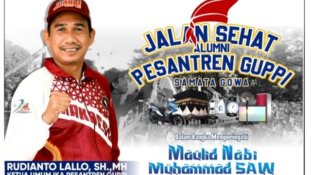 Rudianto Lallo Ajak Alumni Meriahkan Jalan Sehat IKA Pesantren Guppi Samata Gowa