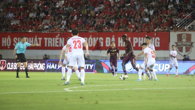 Dokumentasi laga Hai Phong FC vs PSM Makassar pada partai pembuka Grup H, Piala AFC Cup 2023, di Tray Lach Stadium, Vietnam, Kamis (21/9/2023). (foto: Official PSM Makassar) 