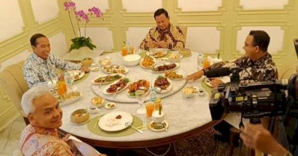 Presiden Jokowi Satukan Anies, Ganjar, dan Prabowo di Meja Makan Istana