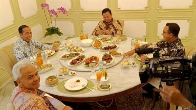 Presiden Joko Widodo mengundang makan siang 3 bakal calon presiden di Istana Negara, Jakarta, pada Senin (30/10/2023).