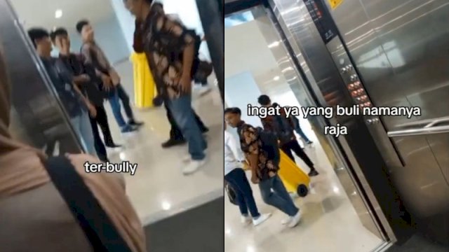 Mahasiswi UIN Jambi dibully mahasiswa laki-laki saat di lift. (Tangkapan Layar TikTok @30_juli_2004)