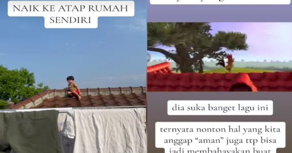 Viral Bocah Naik ke Atap Rumah Lantai 3 Sendirian, Terinspirasi dari Kartun Ayam