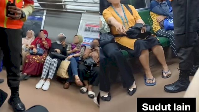 Momen seorang ibu marah-marah karena penumpang lain silangkan kaki di KRL. (Foto: Instagram @undercover.id)