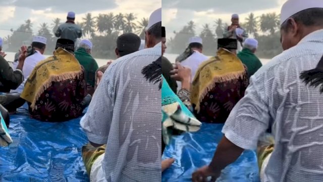 Momen warga diguyur hujan deras saat berdoa selepas shalat Istisqa (TikTok @ashabulkahfi767)