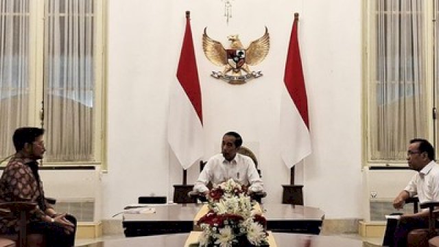 Syahrul Yasin Limpo (SYL) akhirnya bertemu dengan Presiden Joko Widodo, di Istana Negara, Jakarta, pada Ahad (8/10/2023) malam.&nbsp;(Istimewa) 