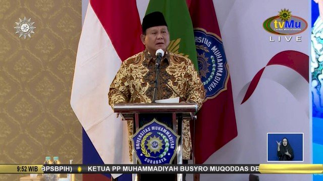 Prabowo Minta Maaf Gibran Tak Hadiri Dialog Terbuka Muhammadiyah di Surabaya