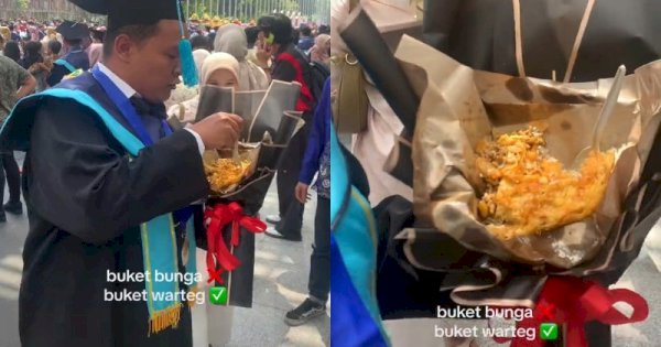 Viral Seorang Wisudawan Dapat Buket Nasi Warteg di Acara Wisuda 