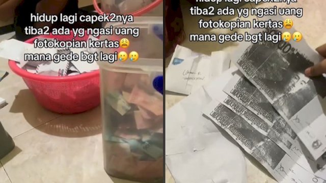 Momen pengantin buka amplop isinya fotocopy uang kertas. (TikTok @nuriaraziz)