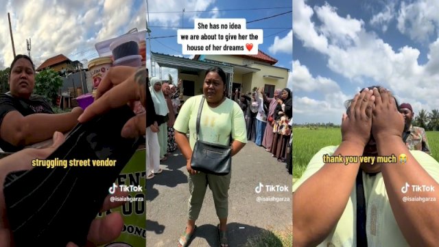 Wanita penjual donat di Bali mendapat rumah dan uang ratusan juta dari bule yang pernah dia tolong. (Foto: TikTok @isaiahgarza)