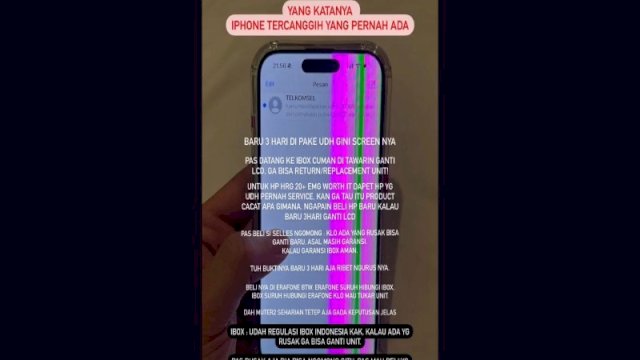 Seorang pria keluhkan layar iPhone 15 Pro rusak setelah 3 hari pembelian. (Foto: TikTok @welsoneutron)