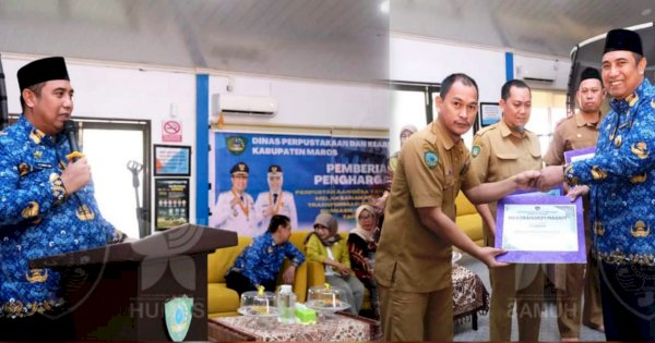 Beri Apresiasi, Bupati Maros Serahkan Penghargaan Perpustakaan Desa Berbasis Inklusi Sosial